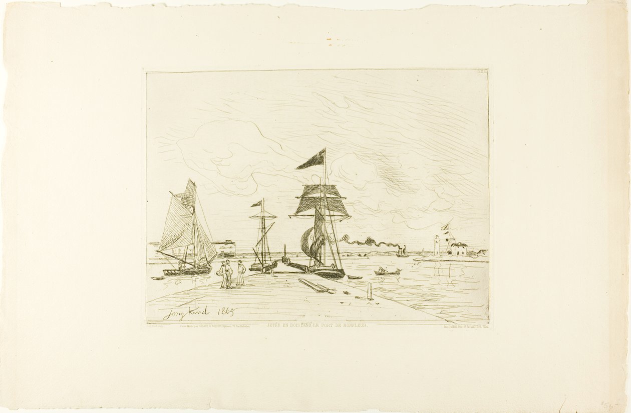 Drewniane molo, port Honfleur autorstwa Johan Barthold Jongkind