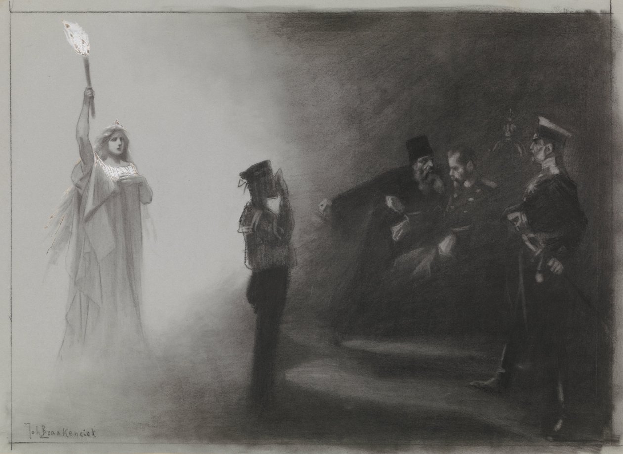 Projekt ilustracyjny w De Amsterdammer: Klęska Rosji na morzu, 4 czerwca 1905 autorstwa Johan Braakensiek
