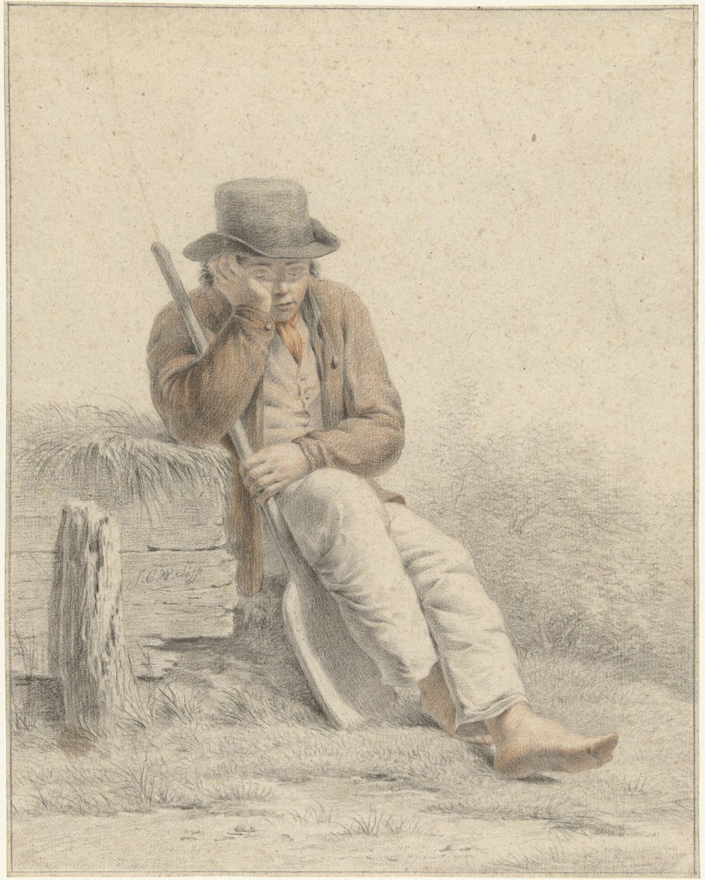 odpoczywający robotnik autorstwa Johan Christiaan Willem Safft