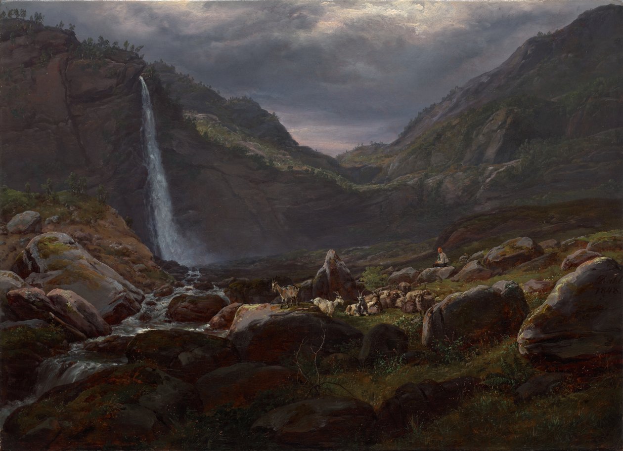 Wodospad Feige (Feigefossen), Lysterfjord, Norwegia autorstwa Johan Christian Dahl