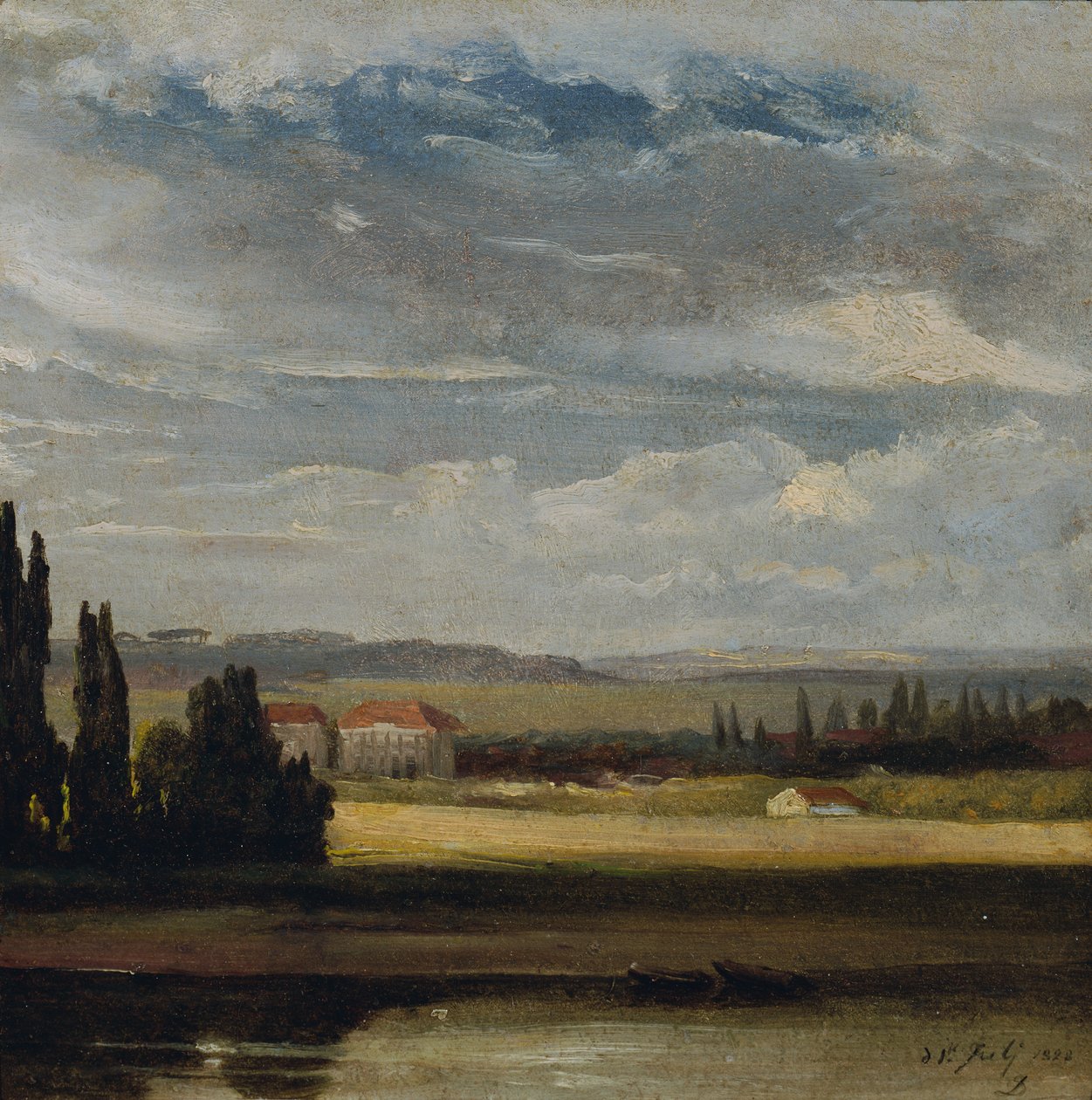 Widok na krajobraz z wysokim zachmurzonym niebem autorstwa Johan Christian Dahl