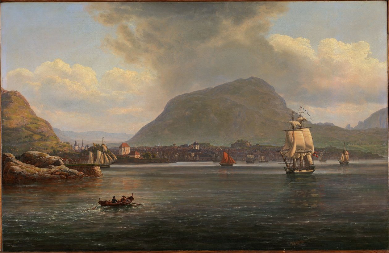 Bergen widziany od strony północnego wejścia autorstwa Johan Christian Dahl