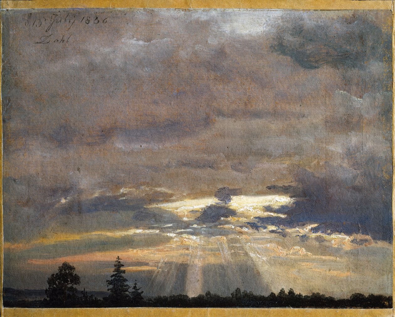 Studium chmur z promieniami słońca autorstwa Johan Christian Dahl