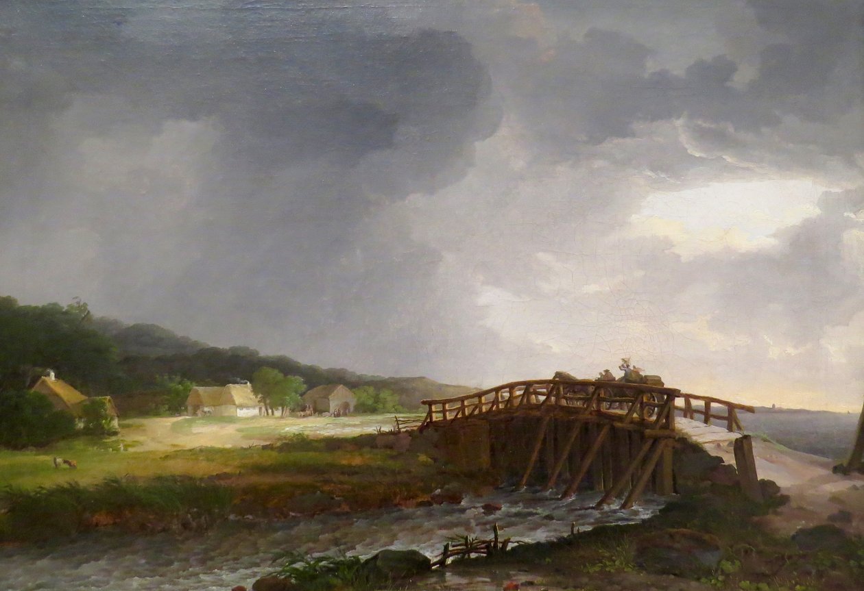Duński: Most na rzece Tryggevælde z widokiem na Køge Most na rzece Tryggevælde z widokiem na Køge, Zelandia autorstwa Johan Christian Dahl