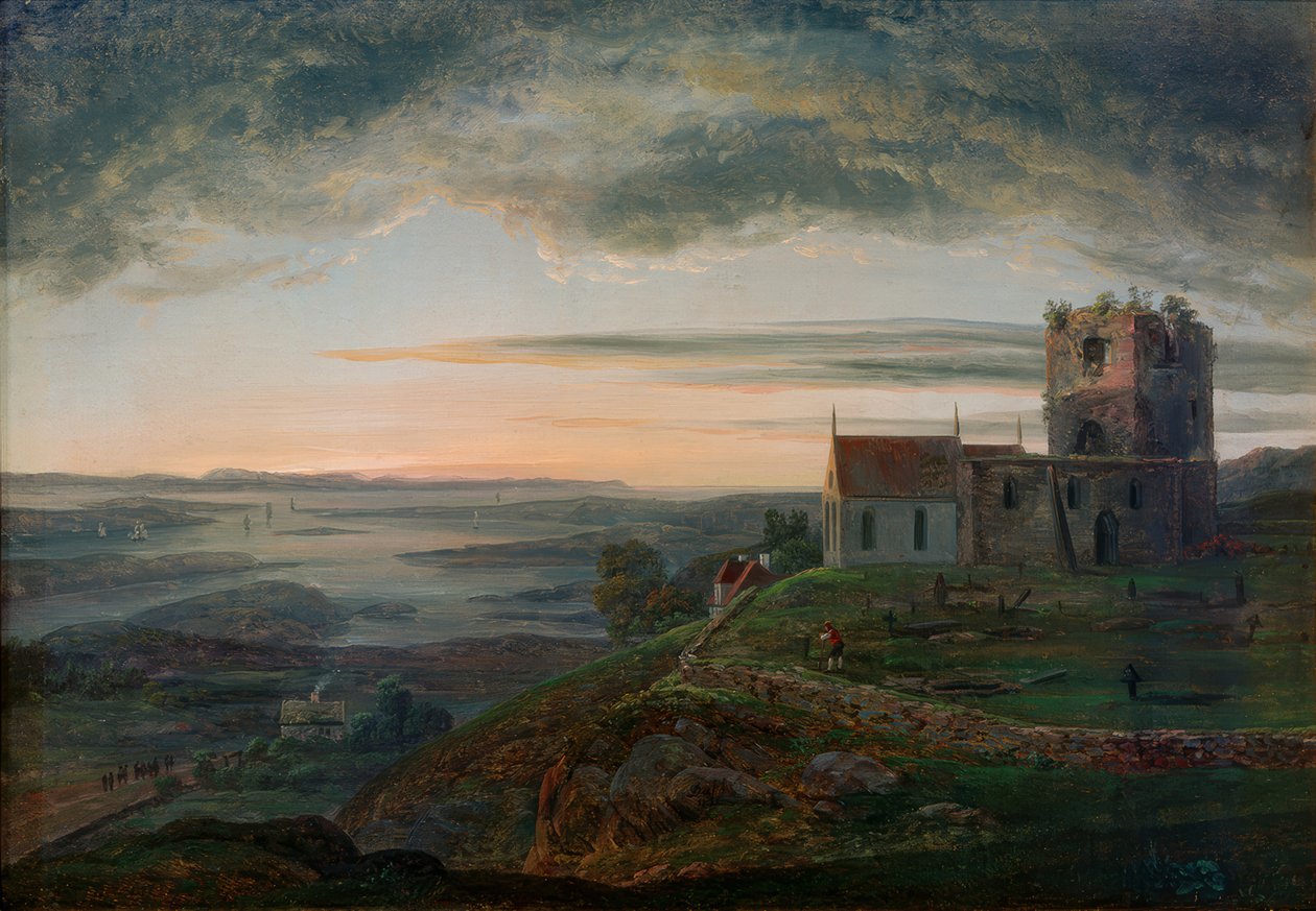 Ruiny kościoła w Avaldsnes na Karmoey autorstwa Johan Christian Dahl