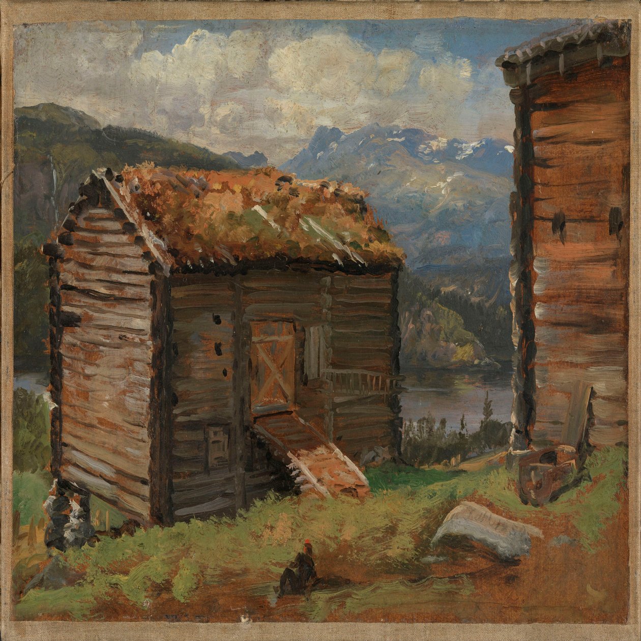 Budynki gospodarcze w Hjelle w Valdres autorstwa Johan Christian Dahl