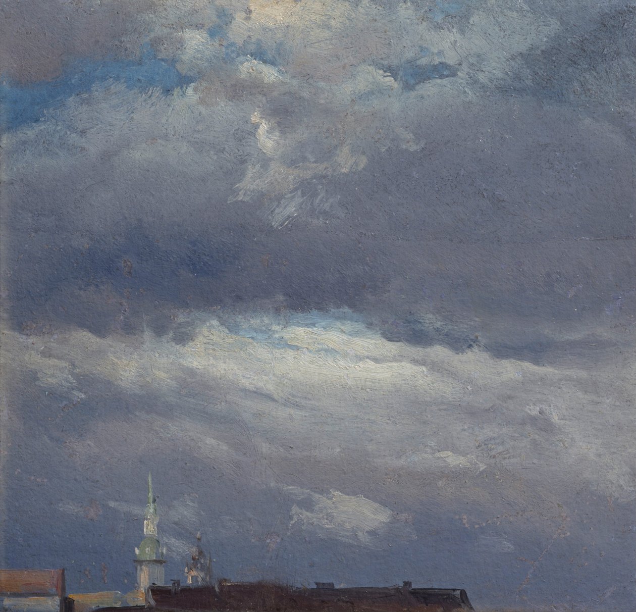 Burzowe chmury nad wieżą zamkową w Dreźnie autorstwa Johan Christian Dahl