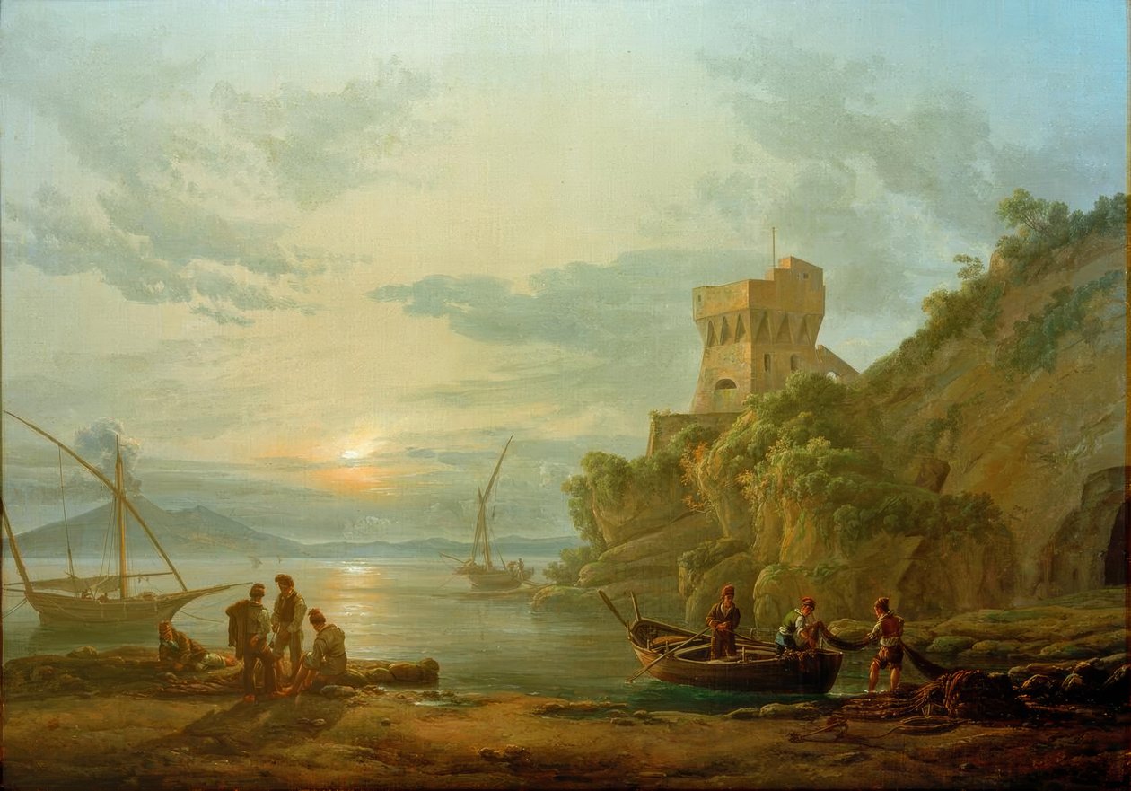 Wybrzeże w pobliżu Castellamare w porannej mgle autorstwa Johan Christian Dahl