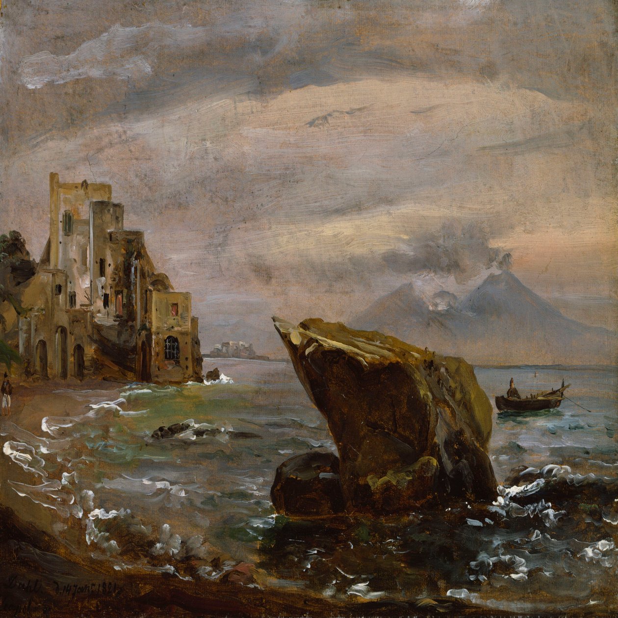 Pejzaż nadmorski w pobliżu Posillipo autorstwa Johan Christian Dahl