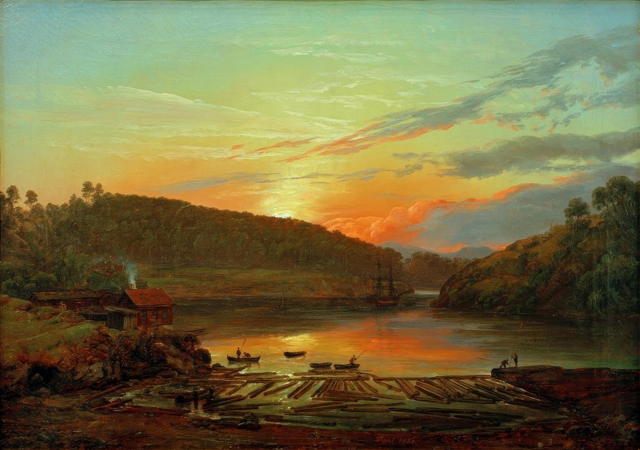 Krajobraz w Skien o zachodzie słońca autorstwa Johan Christian Dahl