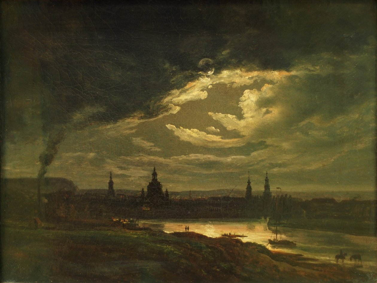 Nocny widok na Drezno autorstwa Johan Christian Dahl