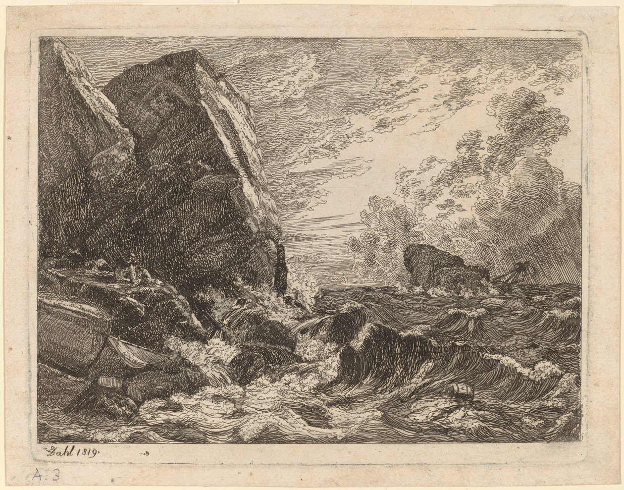 Norweskie wybrzeże podczas burzy autorstwa Johan Christian Dahl