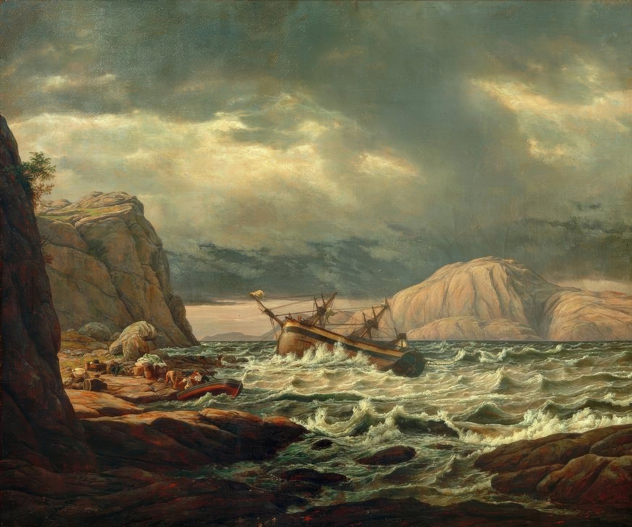 Wrak statku u wybrzeży Norwegii autorstwa Johan Christian Dahl