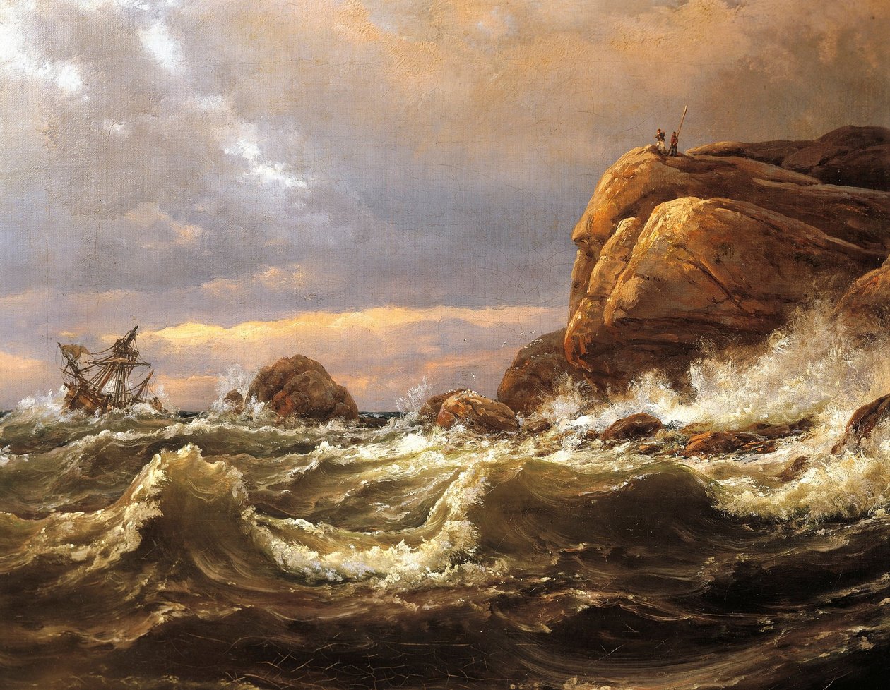 Wrak statku na wybrzeżu między Larvik i Fredriksvern autorstwa Johan Christian Dahl