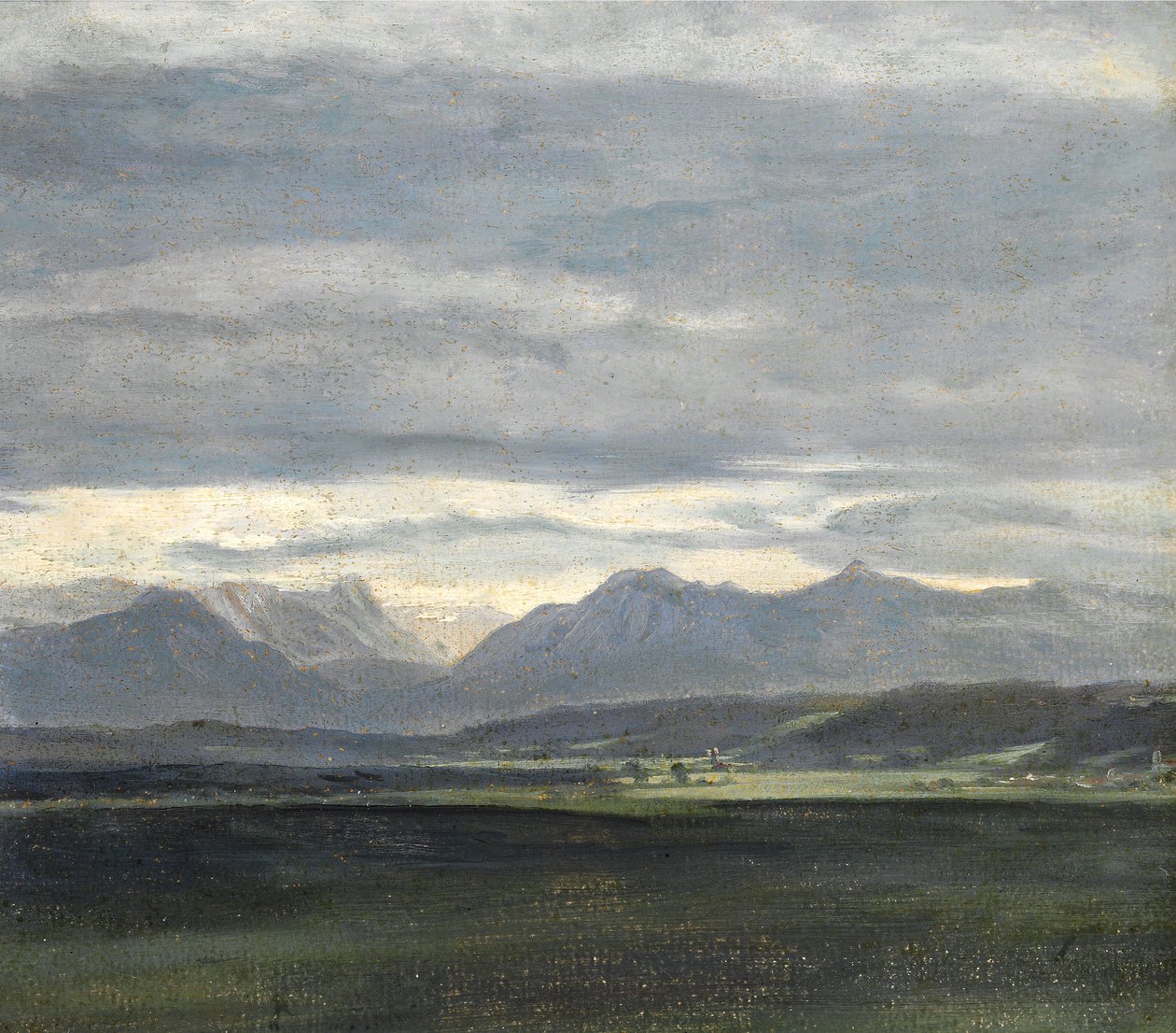 Studium krajobrazu z błękitnym niebem nad górami autorstwa Johan Christian Dahl