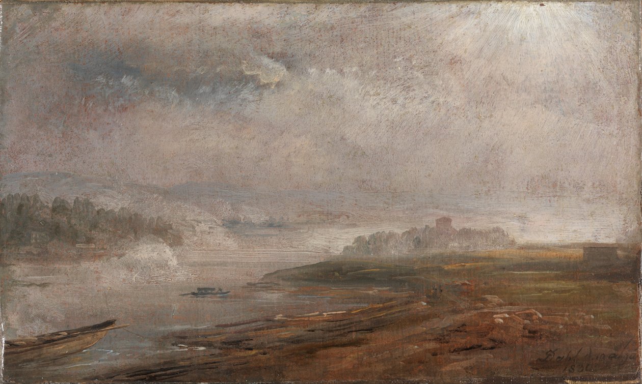 Łaba w mglisty poranek autorstwa Johan Christian Dahl