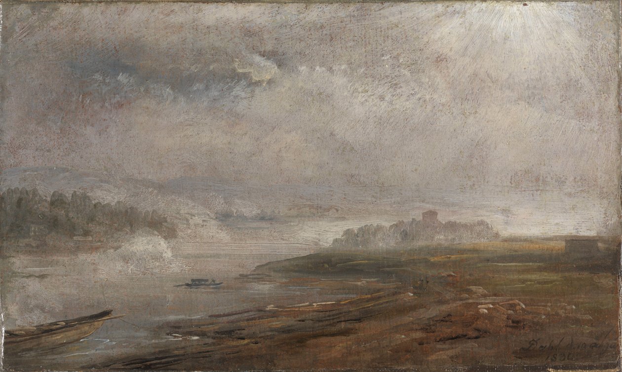 Łaba w mglisty poranek autorstwa Johan Christian Dahl