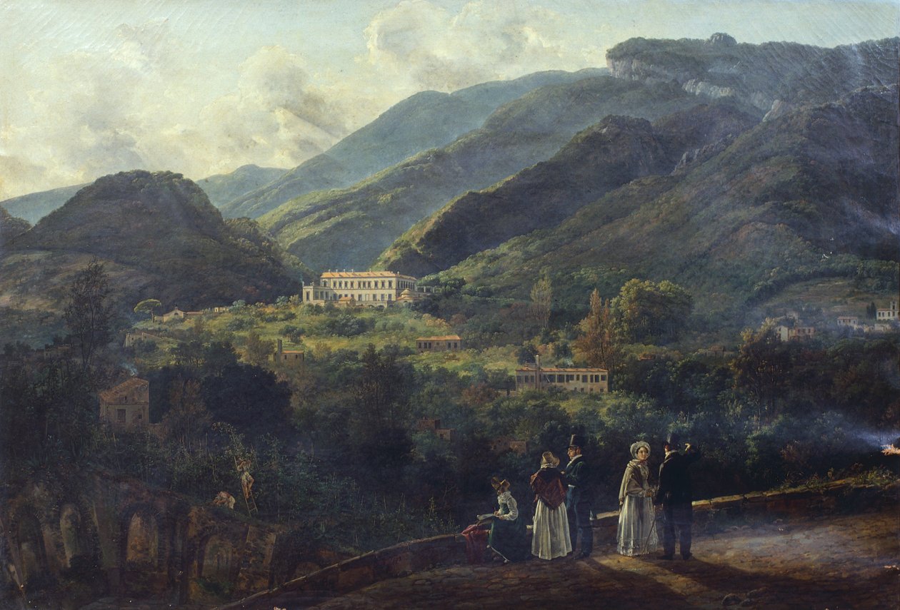 Pałac Królewski w Quisisana, niedaleko Neapolu, autorstwa Johana Christiana Clausena Dahla (1788-1857), Włochy autorstwa Johan Christian Dahl