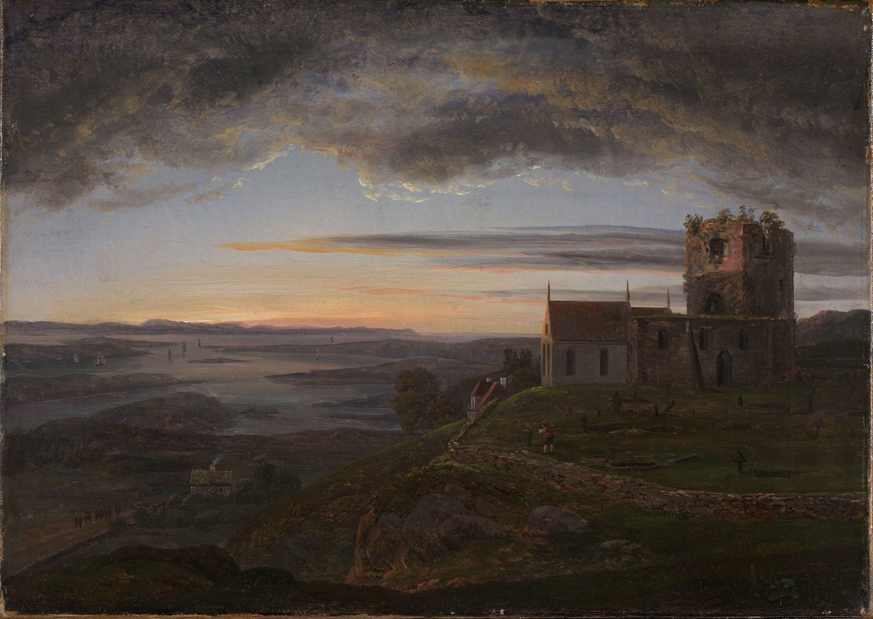 Zrujnowany kościół w Avaldsnes na Karmøy autorstwa Johan Christian Dahl