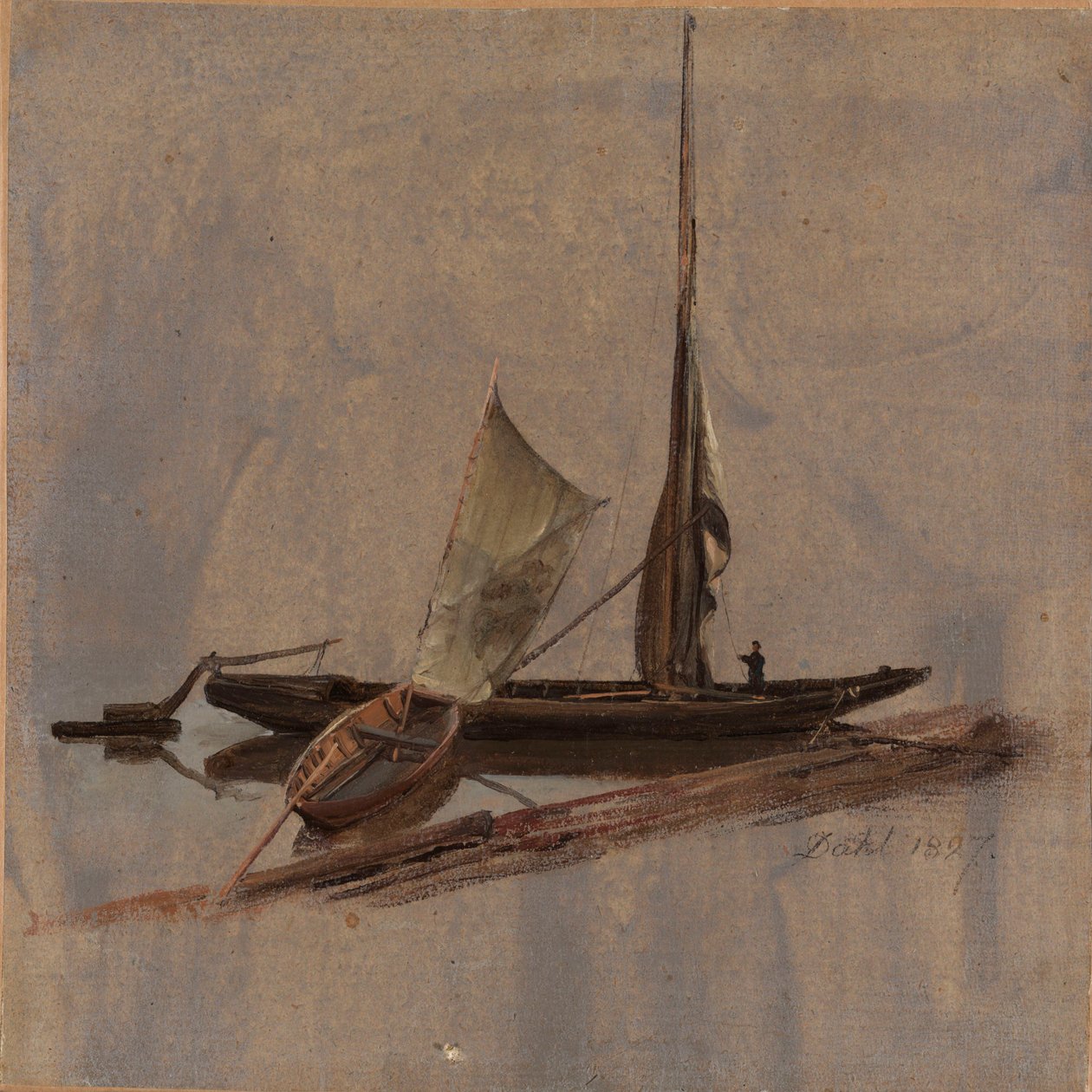 Dwie łodzie na Łabie autorstwa Johan Christian Dahl