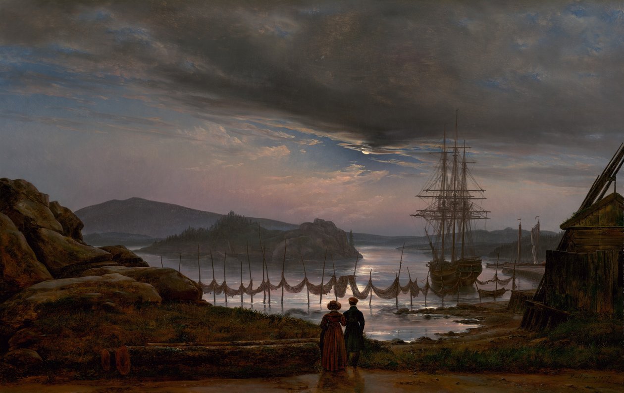 Widok z Vaekero w pobliżu Christiania autorstwa Johan Christian Dahl