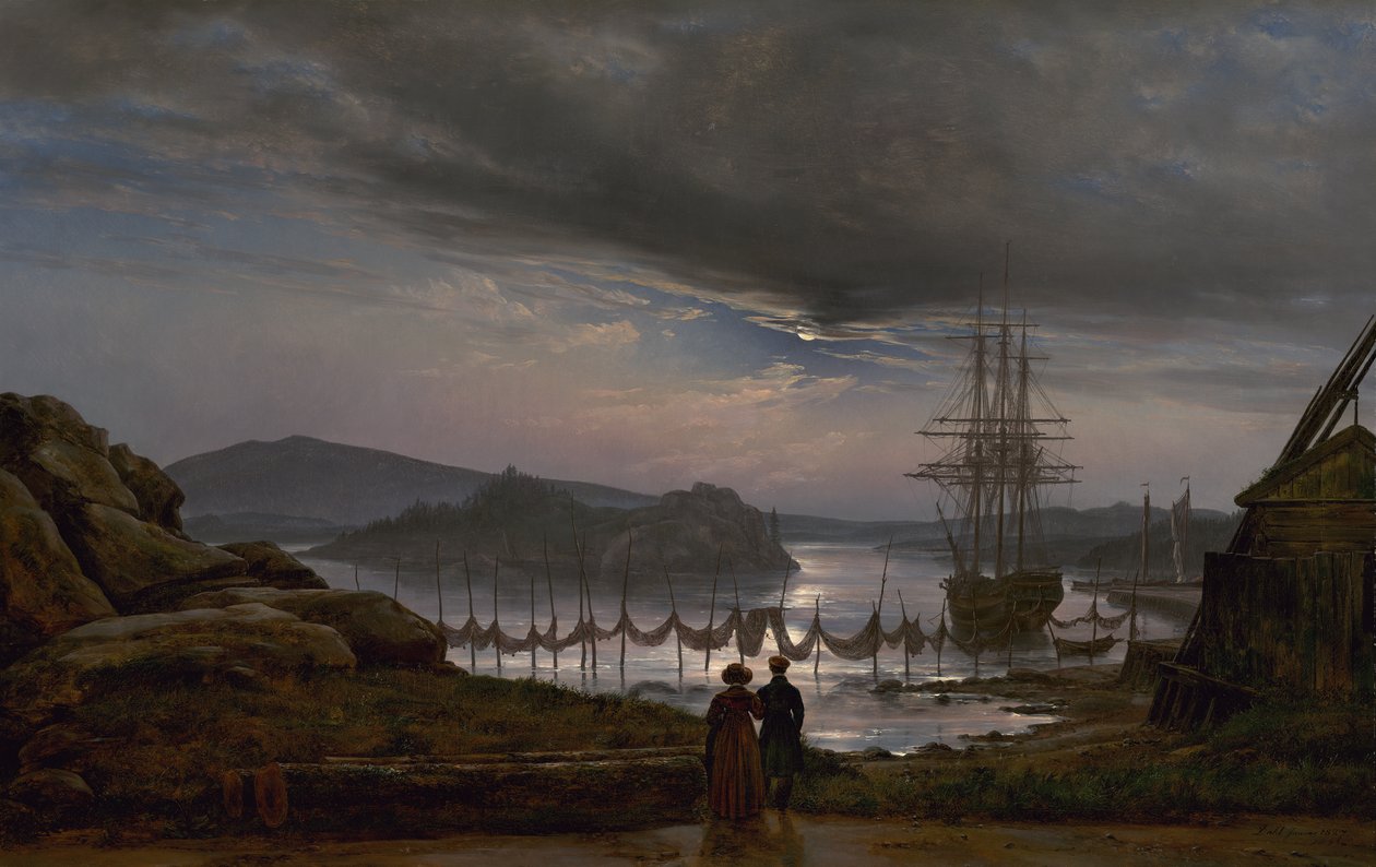 Widok z Vaekero w pobliżu Christiania autorstwa Johan Christian Dahl