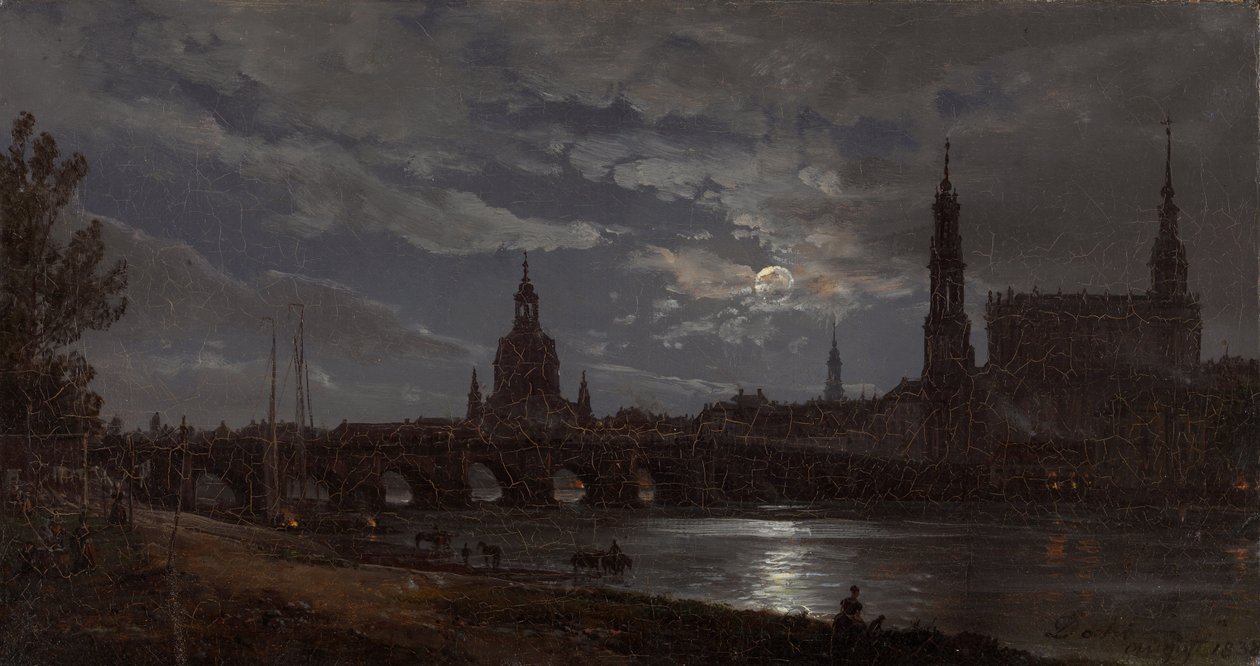 Widok na Drezno w świetle księżyca autorstwa Johan Christian Dahl