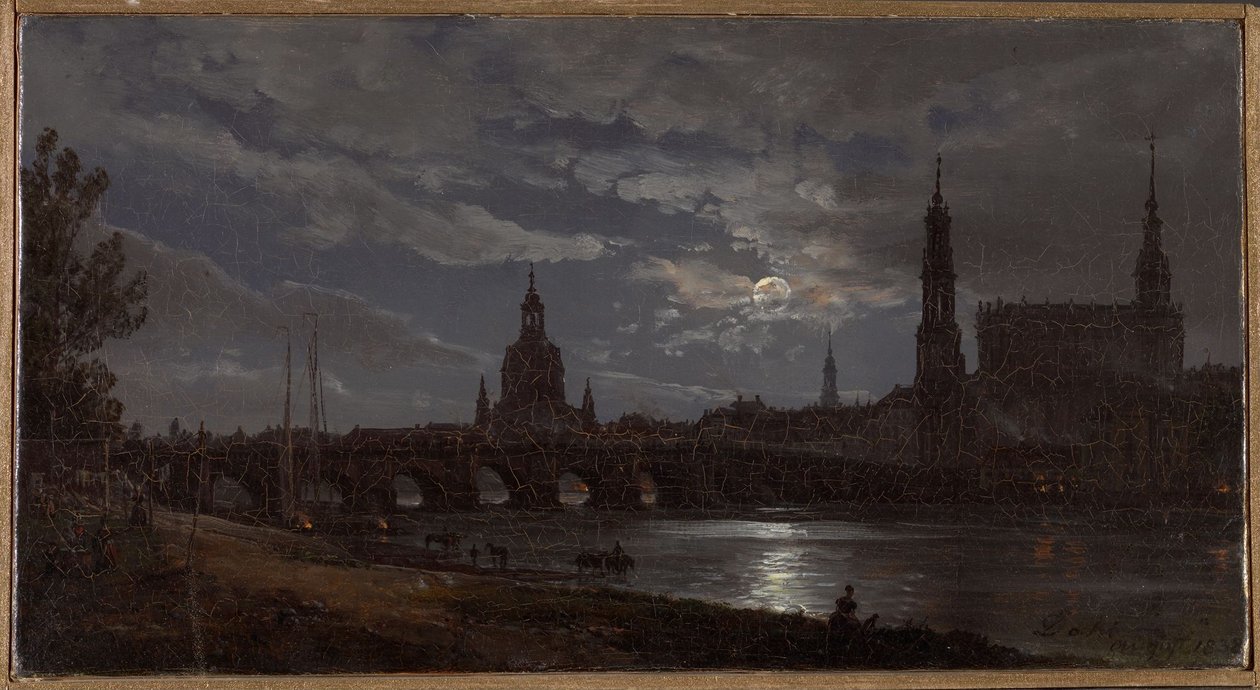 Widok Drezna w świetle księżyca autorstwa Johan Christian Dahl