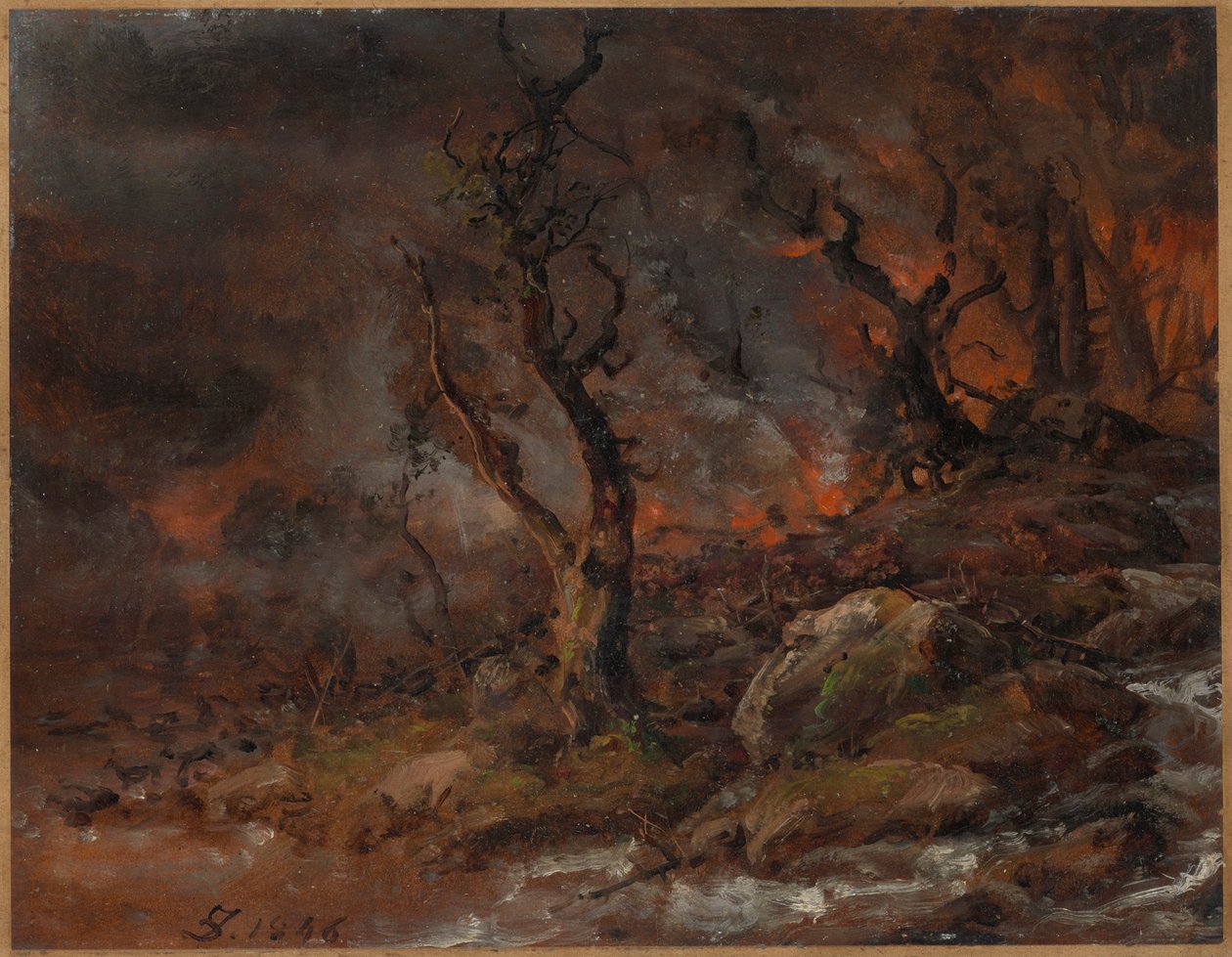 Pożar lasu autorstwa Johan Christian Dahl