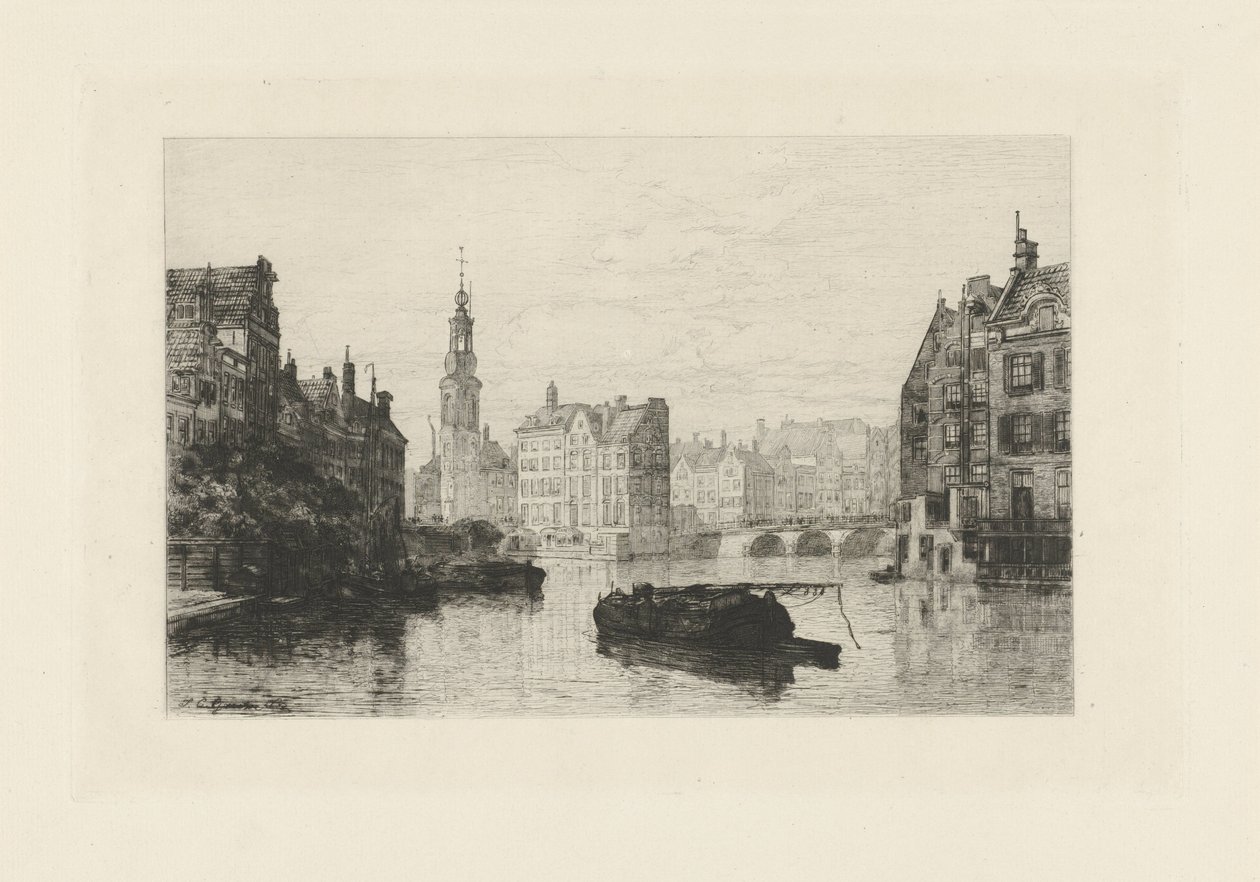 Widok na Munttoren w Amsterdamie autorstwa Johan Conrad Greive
