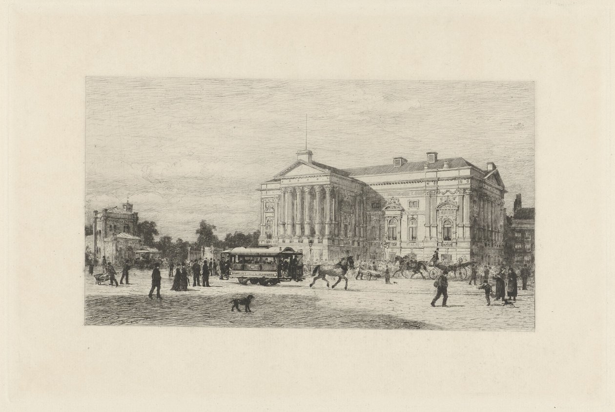 Widok na Leidseplein w Amsterdamie autorstwa Johan Conrad Greive