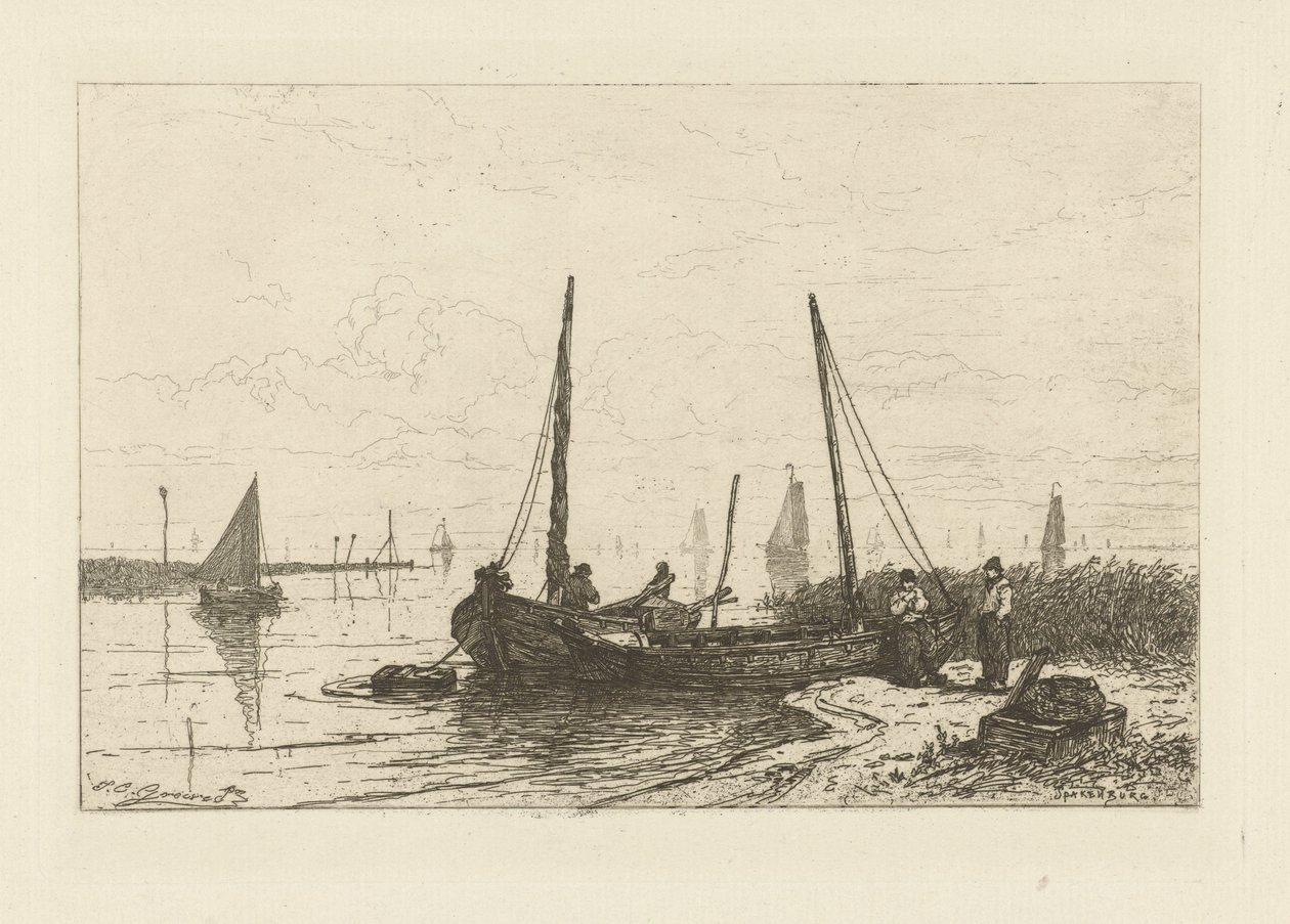 Widok na Zuiderzee w pobliżu Spakenburg autorstwa Johan Conrad Greive