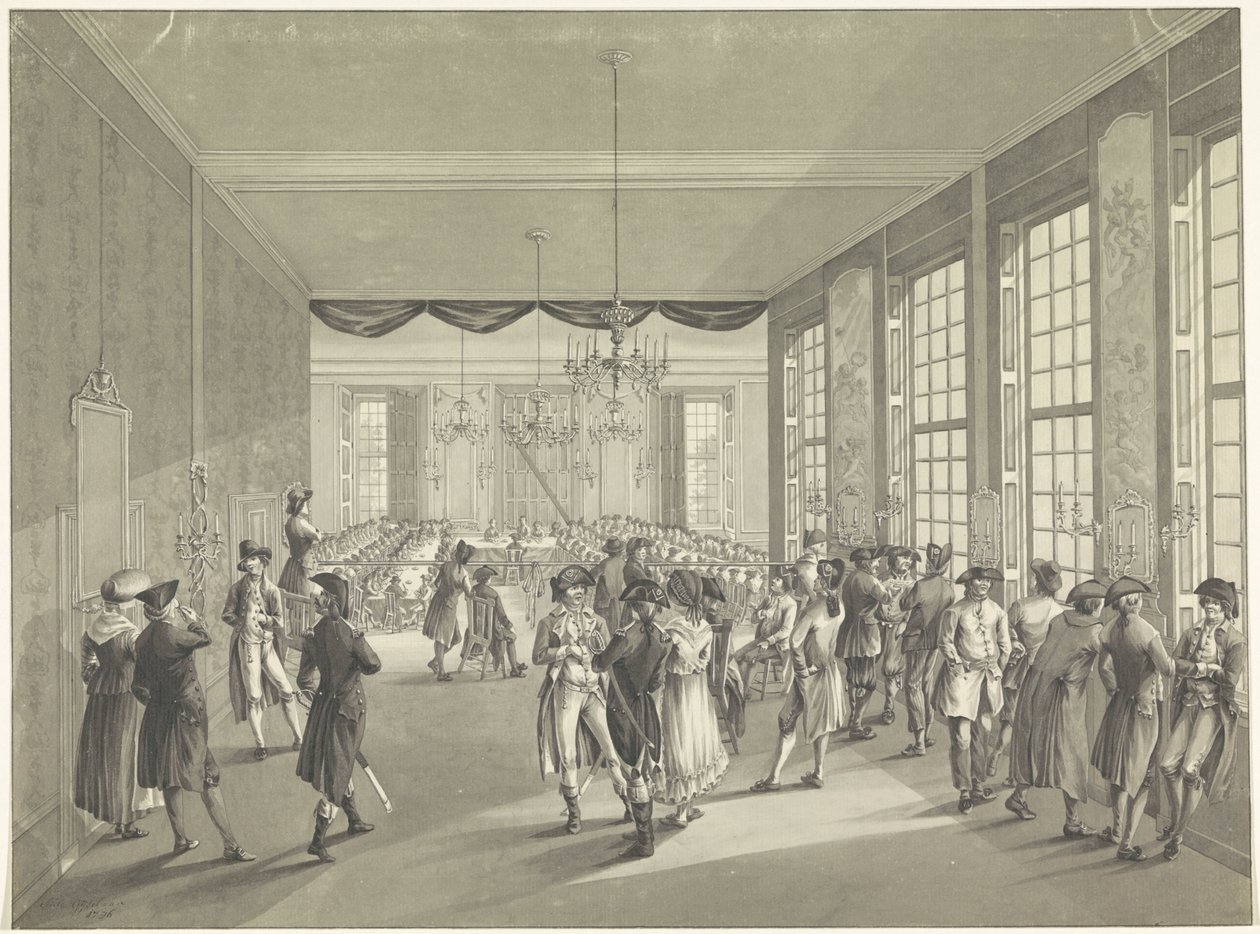 Zgromadzenie Ogólne Centralne w Hadze, 1795 Zgromadzenie Centralne w St. Joris Doelen w Hadze w roku 1796 (tytuł na obiekcie) autorstwa Johan Daniël de Gijselaar