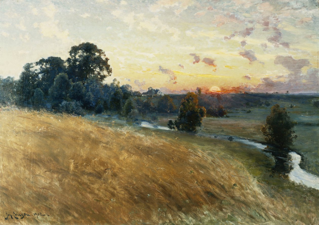 Rozległy krajobraz o zachodzie słońca, 1902 autorstwa Johan Ericson