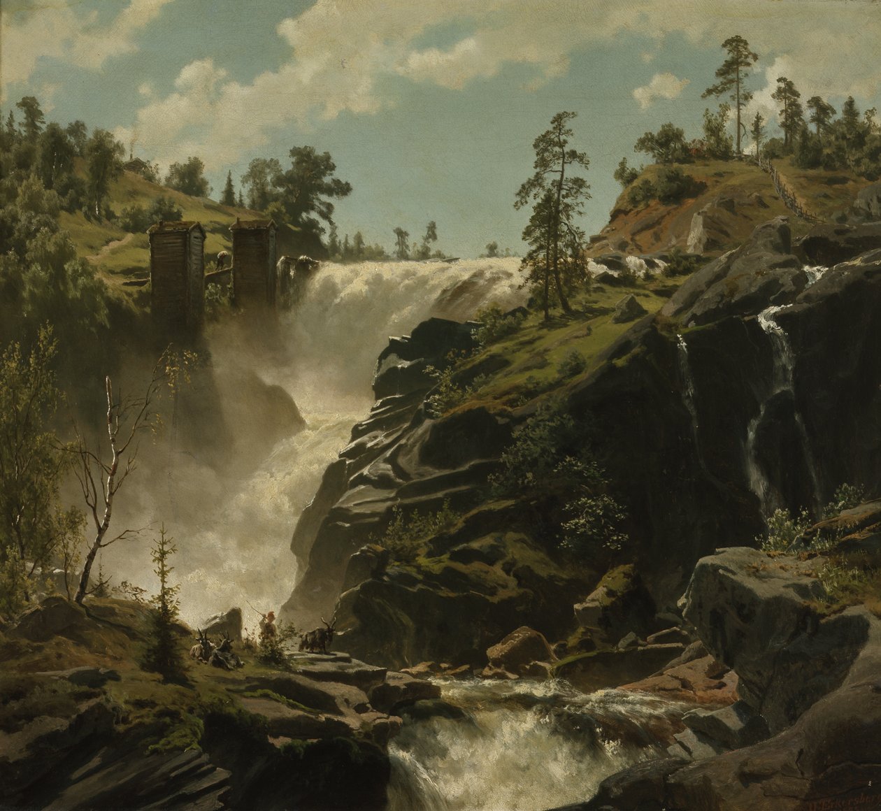 Krajobraz z wodospadem autorstwa Johan Fredrik Eckersberg