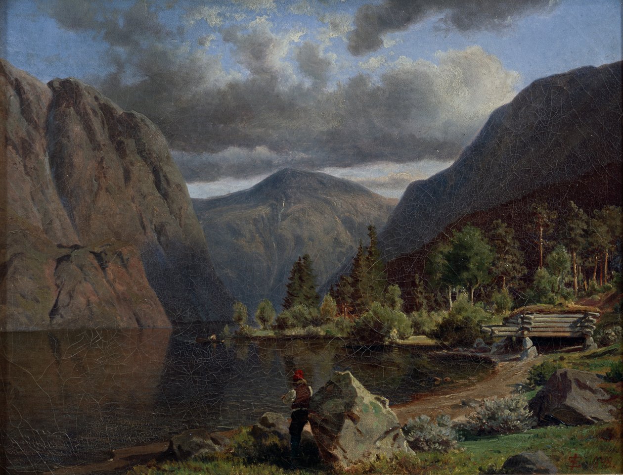 Mężczyzna w krajobrazie fiordów autorstwa Johan Fredrik Eckersberg