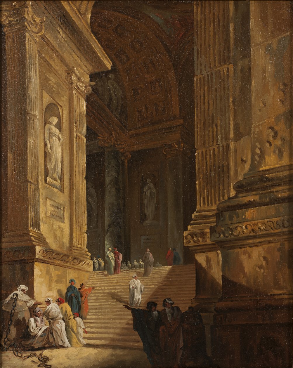 Schody do świątyni, ok.1783 (olej na płótnie) autorstwa Johan Gottlob Brusell