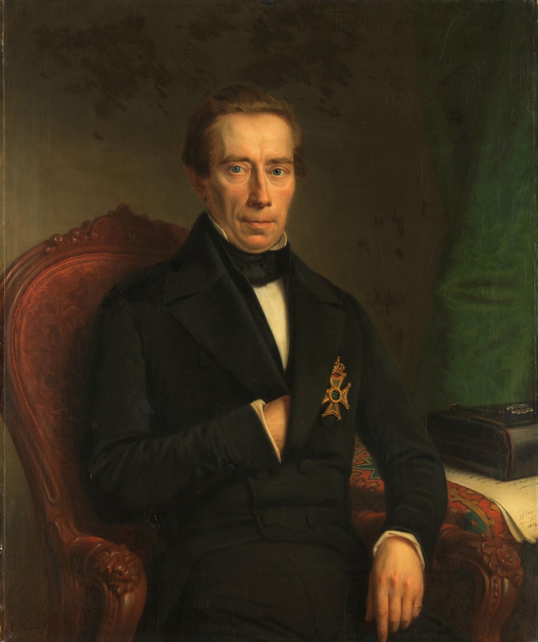 Portret Johana Rudolfa Thorbecke, ministra stanu i ministra spraw wewnętrznych autorstwa Johan Heinrich Neuman