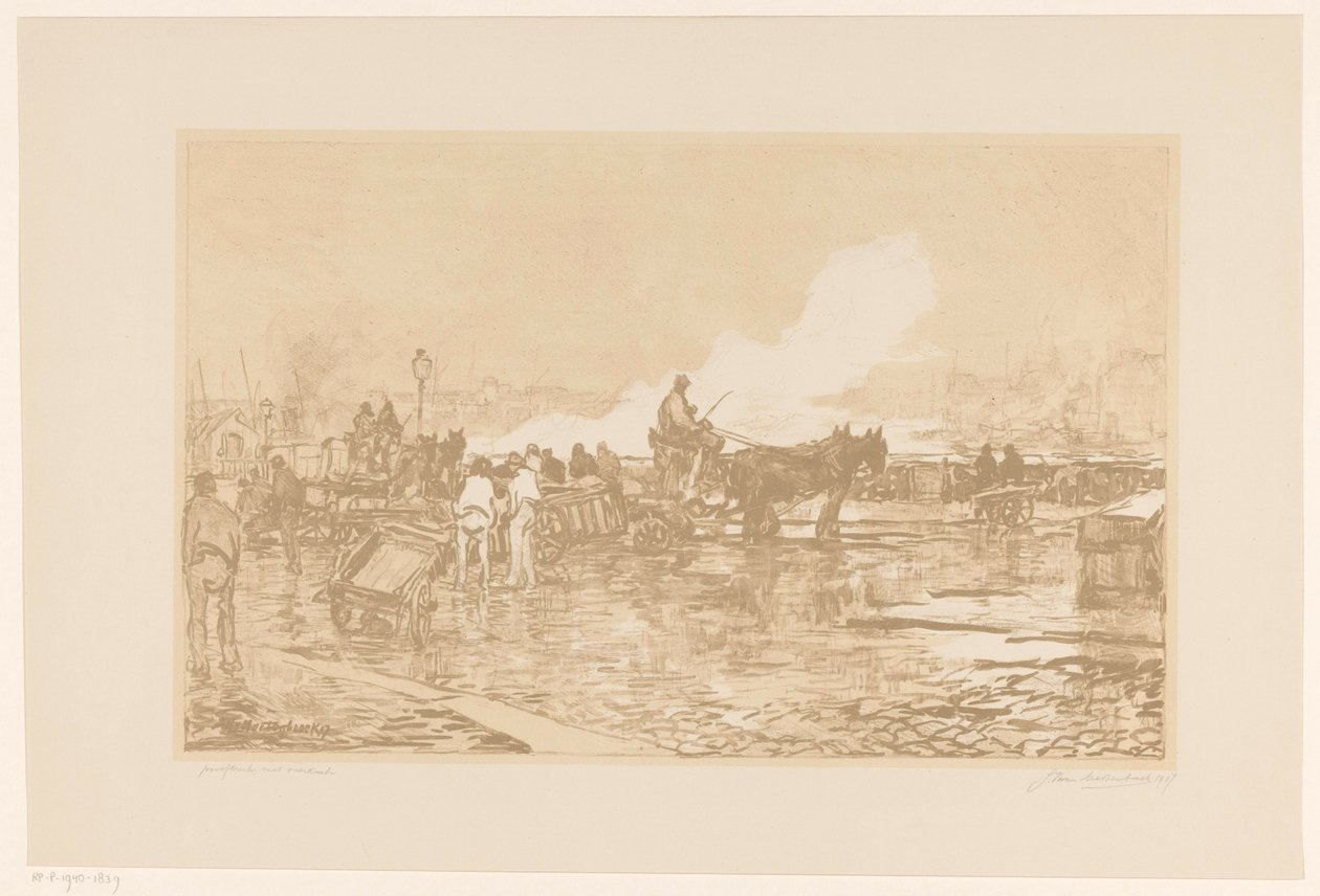 Widok na port w Rotterdamie autorstwa Johan Hendrik van Mastenbroek (signed by artist)