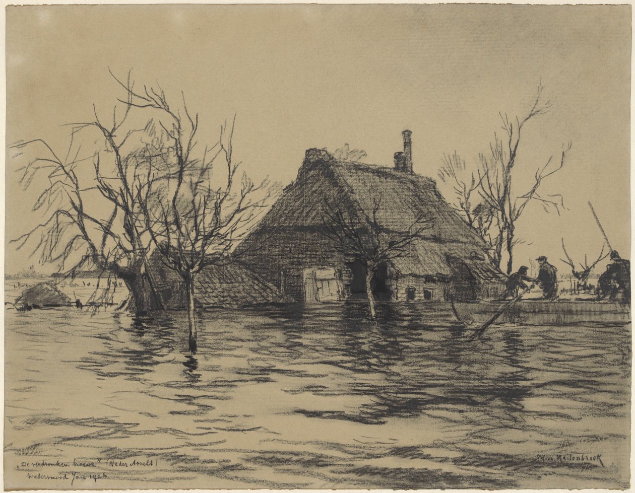 Zalane gospodarstwo w Neder-Asselt (Land van Maas en Waal) autorstwa Johan Hendrik van Mastenbroek
