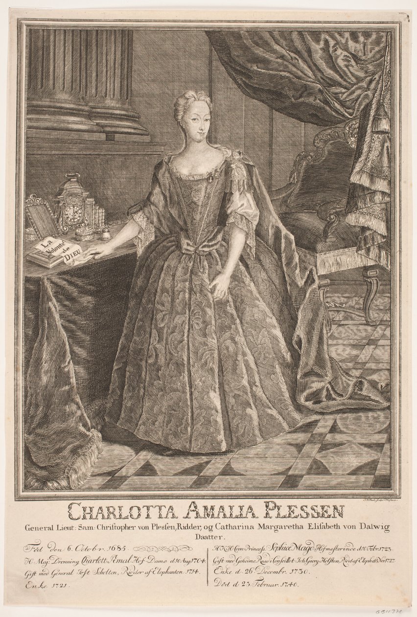 Charlotte Amalie Plessen autorstwa Johan Herman Thiele