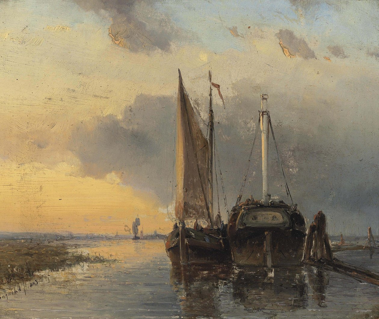 Port na holenderskiej rzece autorstwa Johan Jongkind