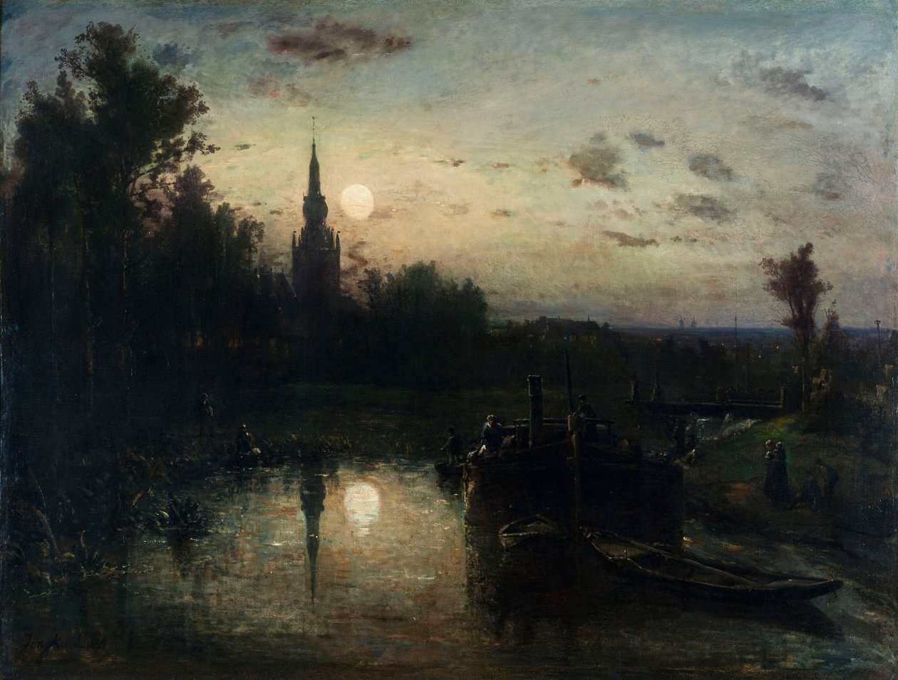 Johan Jongkind - Clair de lune à Overschie autorstwa Johan Jongkind