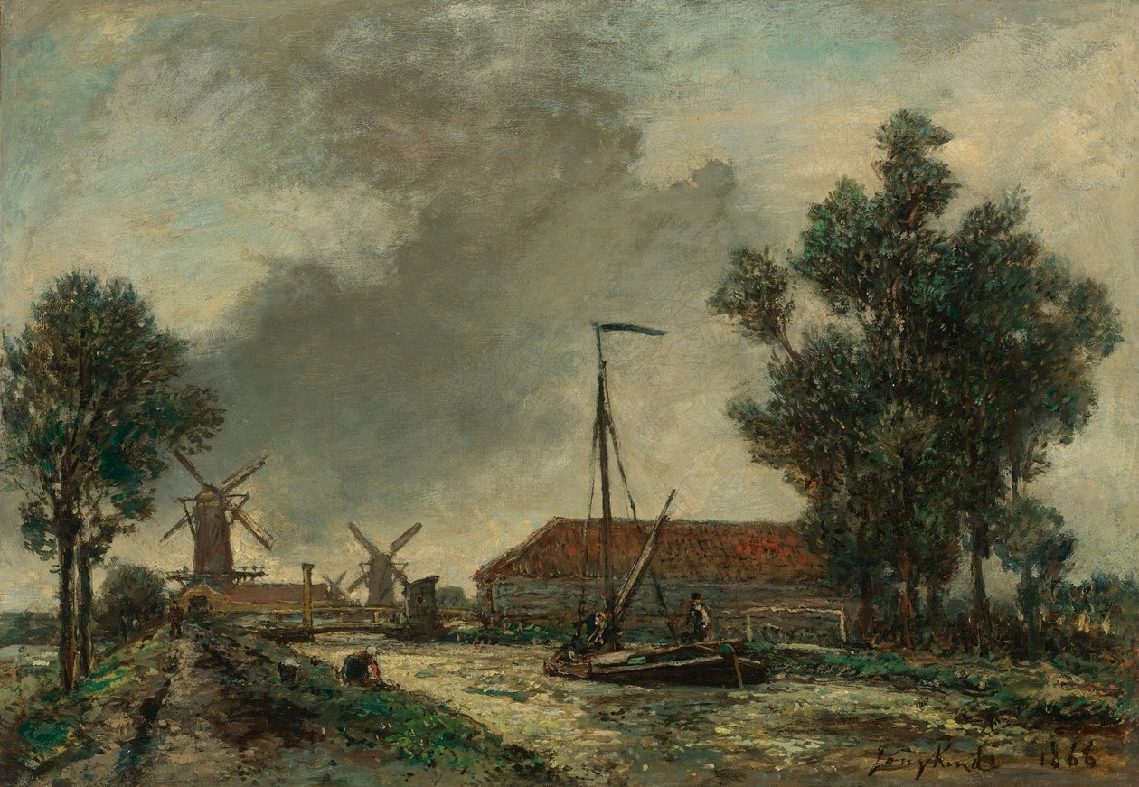 La Passerelle, Hollande autorstwa Johan Jongkind