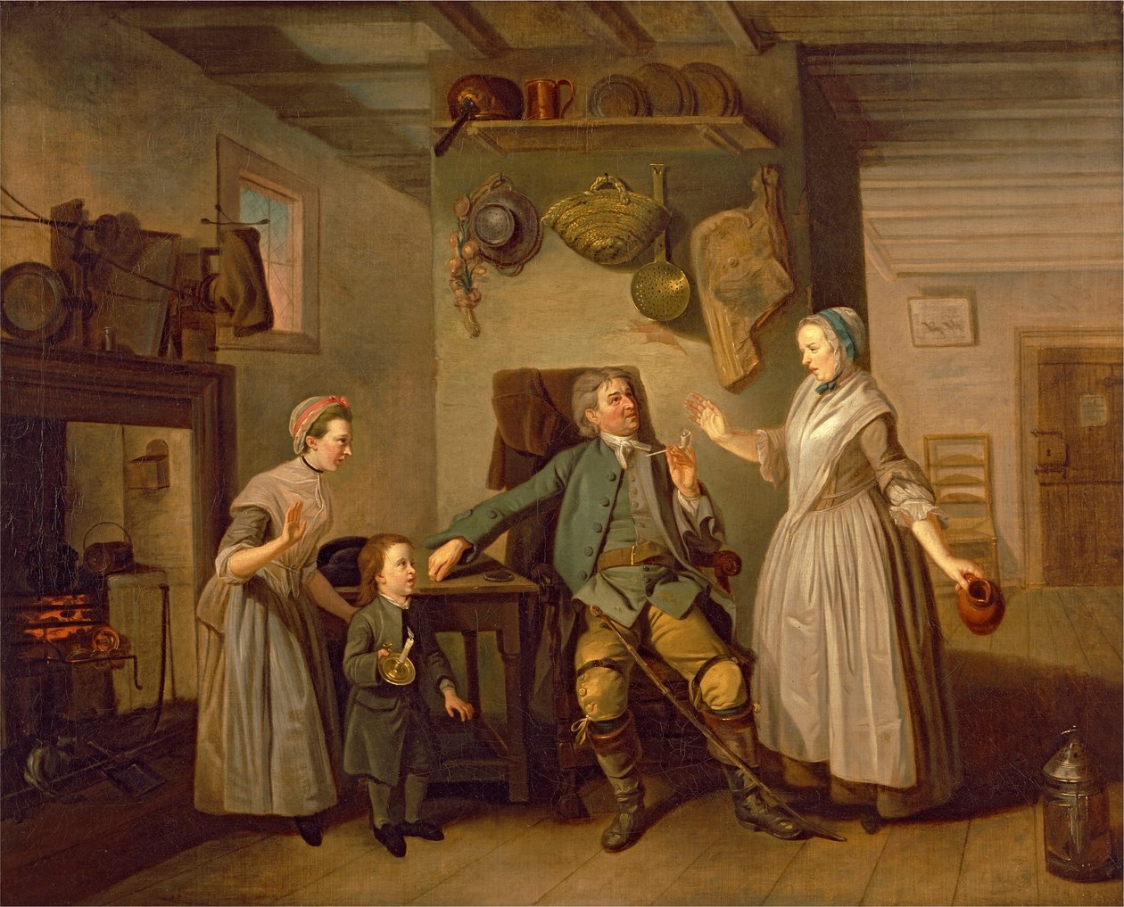 David Garrick i Mary Bradshaw w filmie „Powrót farmera” Davida Garricka autorstwa Johan Joseph Zoffany RA