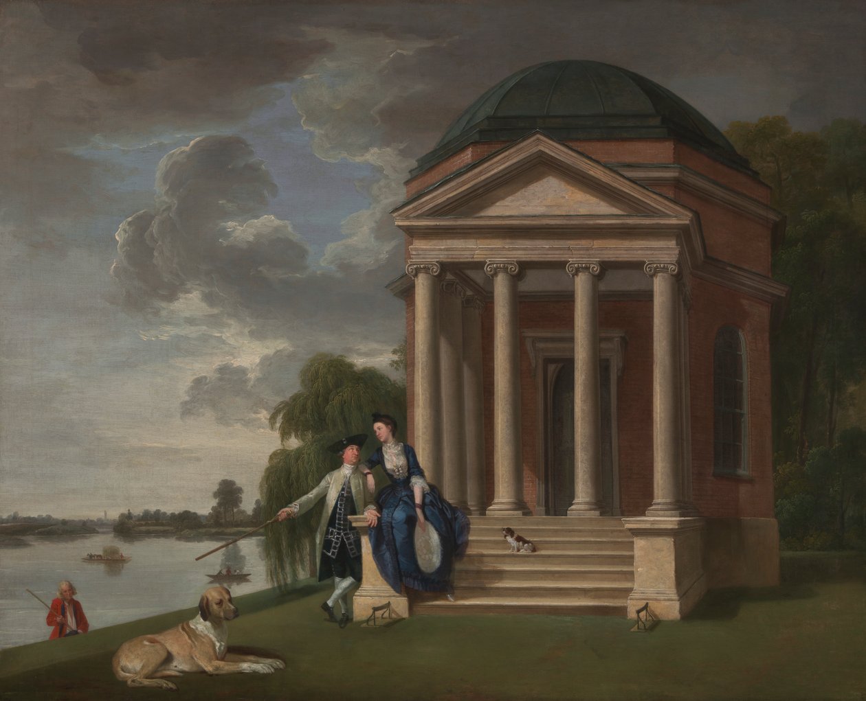 David Garrick i jego żona przy jego Temple to Shakespeare, Hampton autorstwa Johan Joseph Zoffany RA