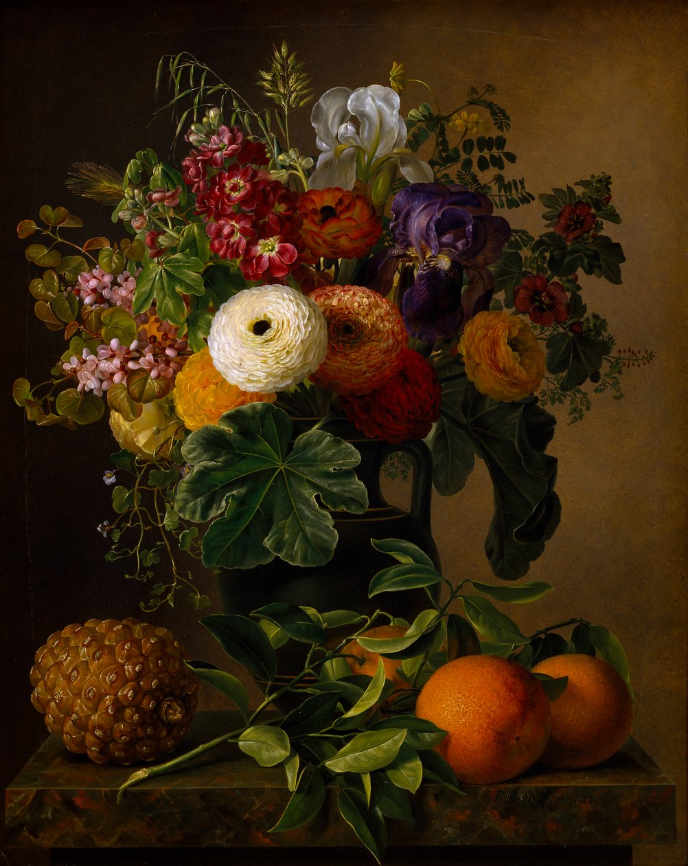 Martwa natura z kwiatami w antycznym wazonie, 1834. autorstwa Johan Laurentz Jensen