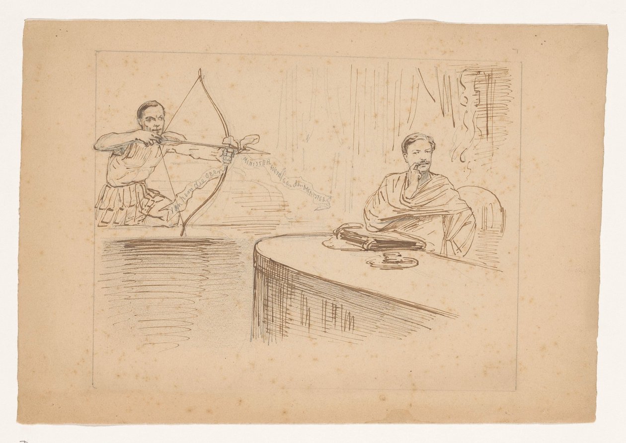 Studium do karykatury „Wniosek nakazujący władcy Kerkwijk”, 1878 autorstwa Johan Michaël Schmidt Crans