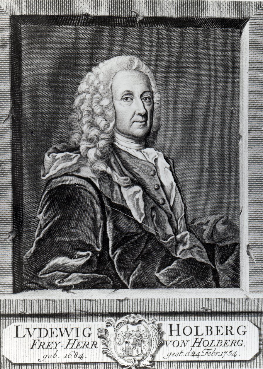 Ludvig Holberg, rycina Johanna Martina Bernigerotha, 1757 r. autorstwa Johan Roselius