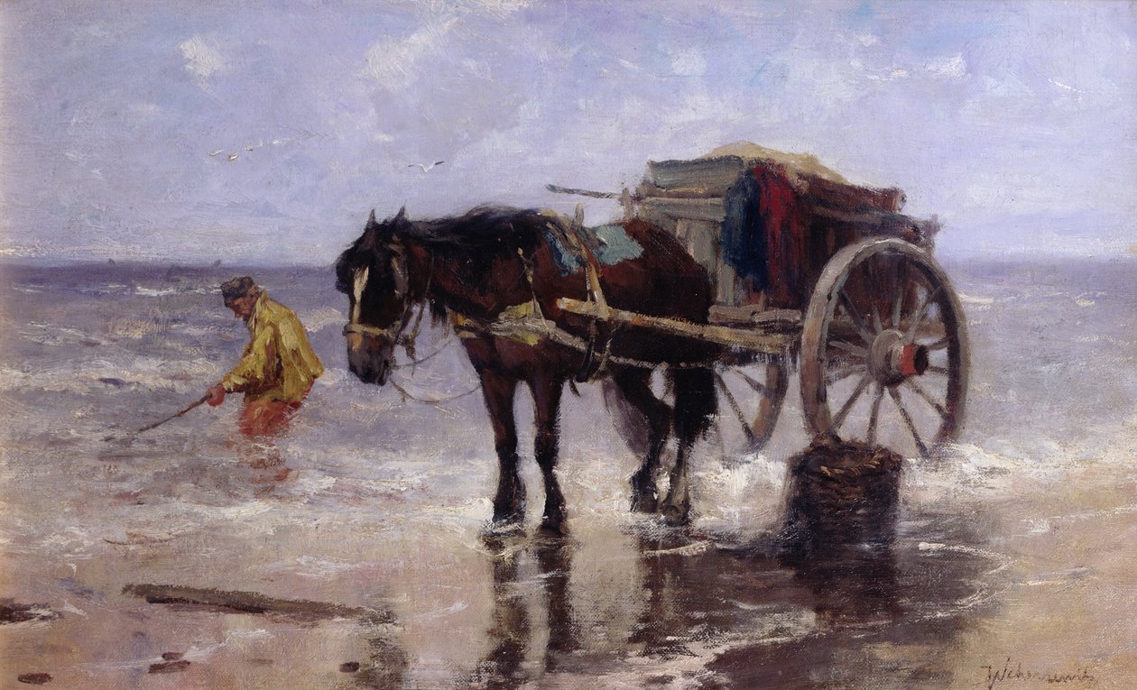 The Clam Gatherer (olej na płótnie) autorstwa Johan Scherrewitz